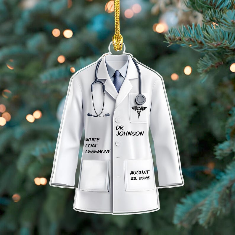 White Coat Ceremony Ornament, Personalized Doctor White Medical Coat Christmas Ornament, Medical School Gift, Doctor Lab Coat,Gift for Nurse