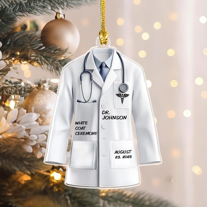 White Coat Ceremony Ornament, Personalized Doctor White Medical Coat Christmas Ornament, Medical School Gift, Doctor Lab Coat,Gift for Nurse