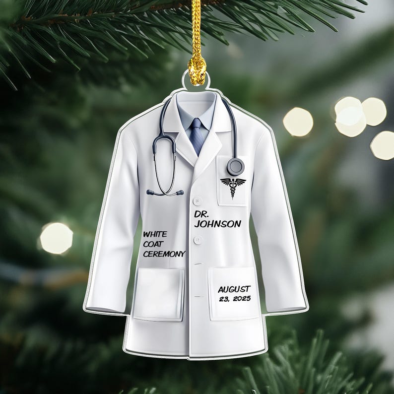 White Coat Ceremony Ornament, Personalized Doctor White Medical Coat Christmas Ornament, Medical School Gift, Doctor Lab Coat,Gift for Nurse