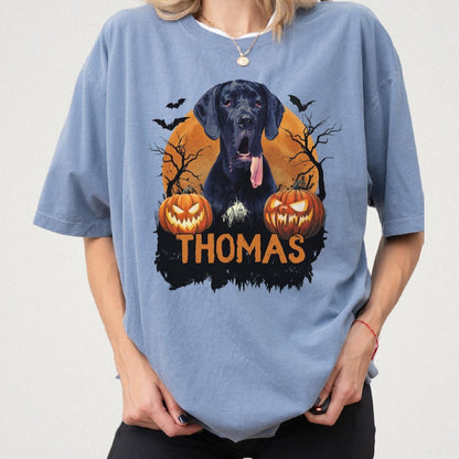 Custom Halloween Dog Shirt, Spooky Season, Personalized Dog Name Photo, Custom Pet Photo Shirt, Dog Lovers Halloween Gift