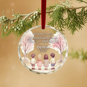 Personalized Best Friends Ornament 2026 - Custom Name Glass Keepsake - Friendship Quote Holiday Gift for Friends