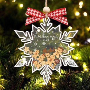 Personalized Gingerbread Family Ornament 2025 Custom Plaid Rolling Pin Includes Pets Christmas Holiday Keepsake Custom Name and Year Gift