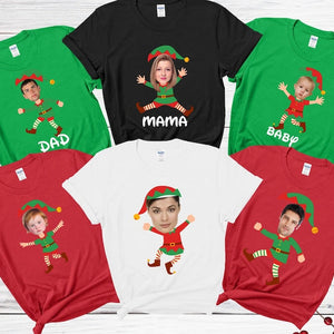 Personalized Photo Family Elf tshirts,Christmas Elf Family Shirt,Custom Face Elf Christmas Tee, Elf Family Matching,Elf Christmas Family