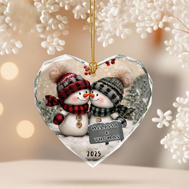 Personalized Snowman Couple Ornament, Christmas Ornament For Couple Ornament 2025, Snowman Ornament, Engagement Gift, Newlywed Wedding Gifts