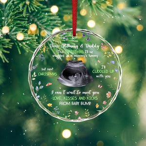Personalized Baby Ultrasound Ornament, Custom Baby Christmas Ornament for First Dad, Expecting Parents Gift, Pregnancy Announcement