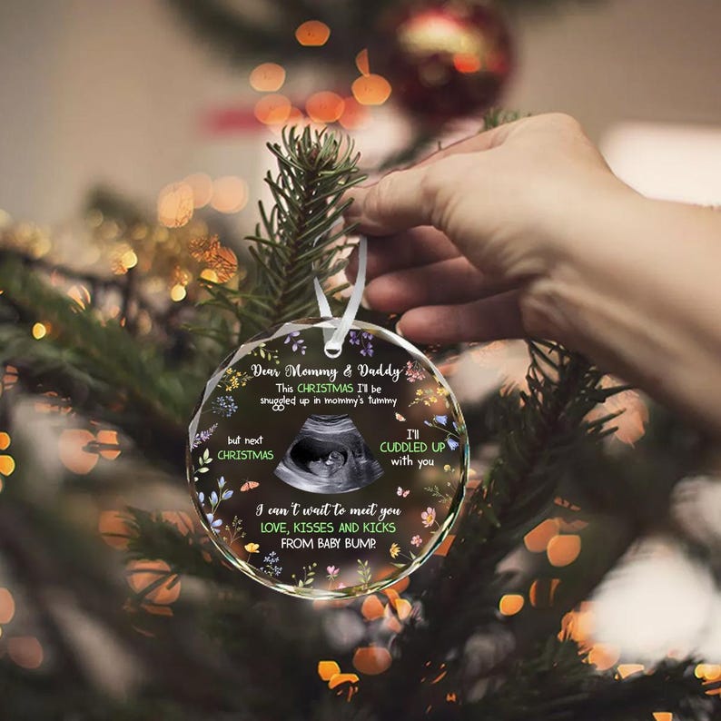 Personalized Baby Ultrasound Ornament, Custom Baby Christmas Ornament for First Dad, Expecting Parents Gift, Pregnancy Announcement