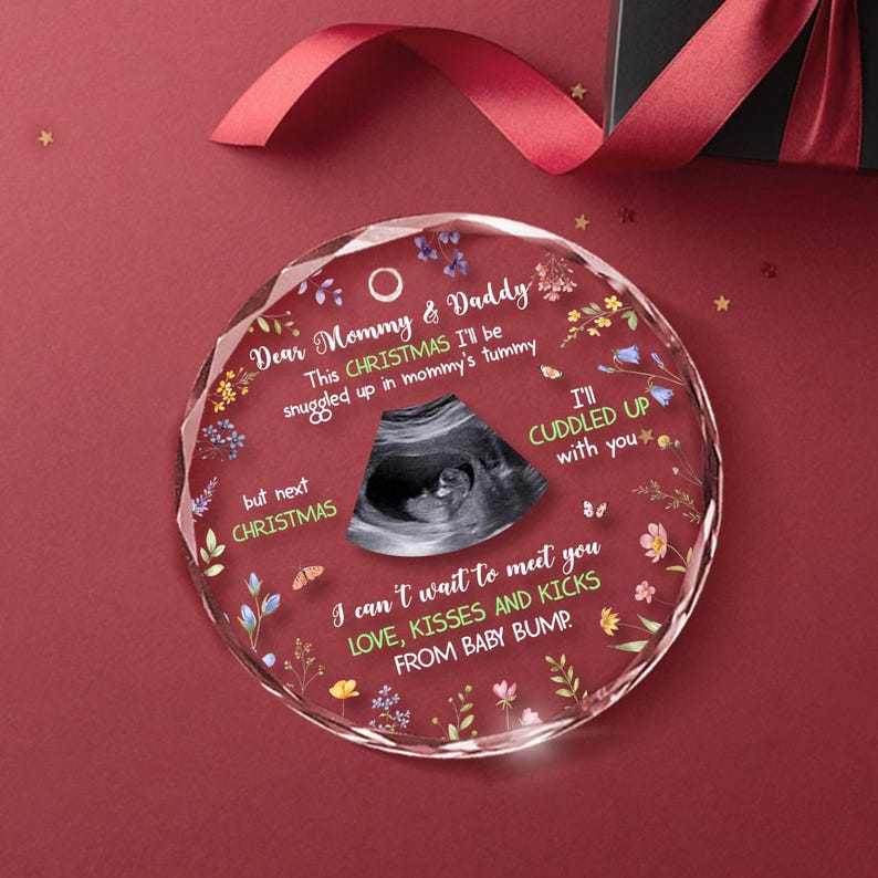 Personalized Baby Ultrasound Ornament, Custom Baby Christmas Ornament for First Dad, Expecting Parents Gift, Pregnancy Announcement