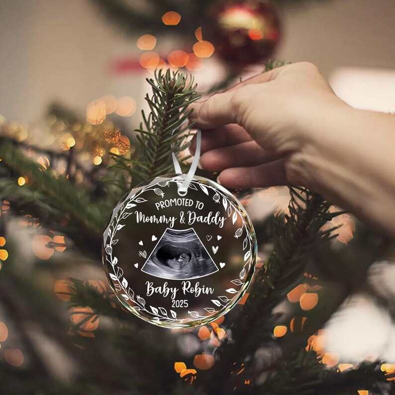 Promoted to Grandparents Glass Ornament, Pregnancy Reveal to Grandparents, New Baby Announcement, Christmas Ornament, Grandparents Gift