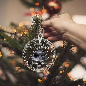 Promoted to Grandparents Glass Ornament, Pregnancy Reveal to Grandparents, New Baby Announcement, Christmas Ornament, Grandparents Gift