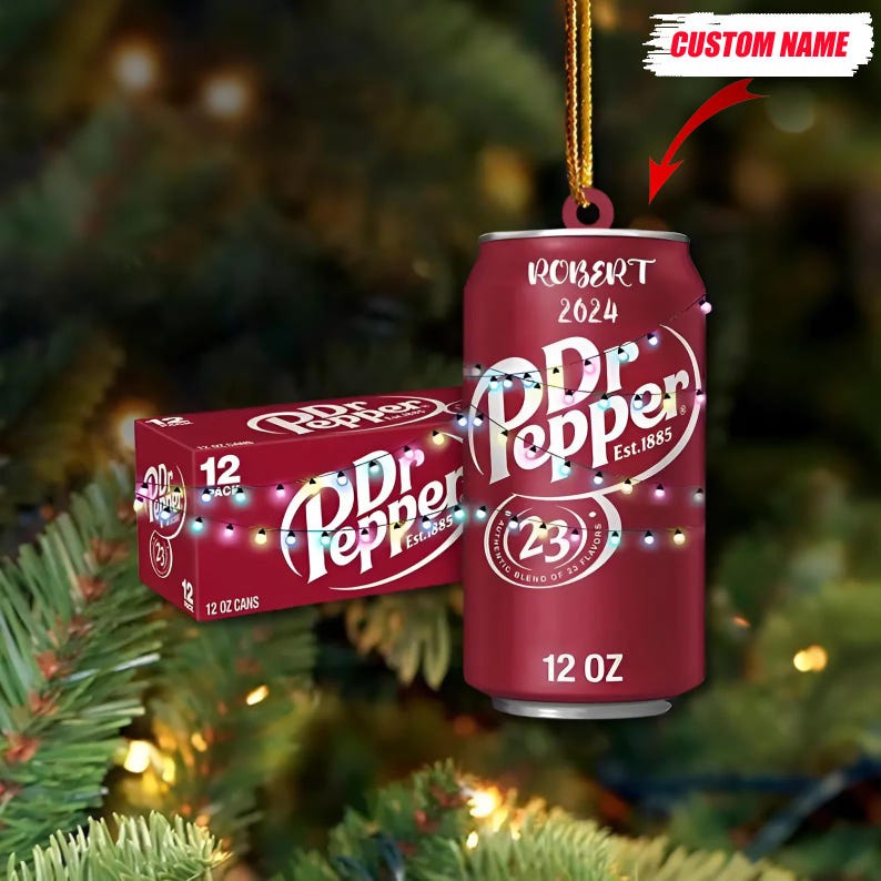 Dr Pepper Ornament, Dr Pepper Christmas Ornament, Soft Drink Christmas Ornament, Soda Ornament, 2D Ornament, Dr Pepper Decor