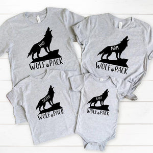 Personalized Wolf Pack Shirts: Family Matching T-shirts