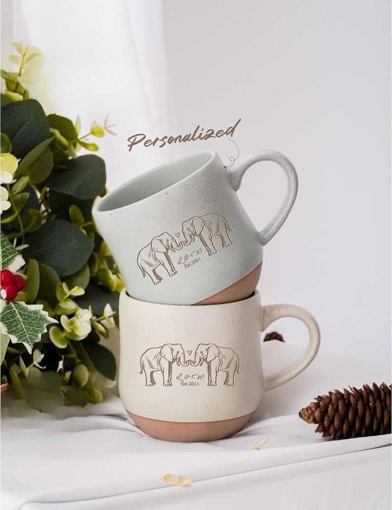 Custom Ivory anniversary gift,Personalized 14th Wedding Anniversary Gift,Mr and Mrs Mug,Gift for him,Thanksgiving Gift, Engagement Gift.PD