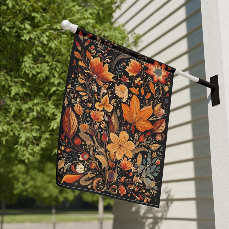 Fall Thanksgiving Garden and House Flag Fall Floral Garden Flag Outdoor Fall Decor Housewarming Gift Garden Flag Thanksgiving House Flag