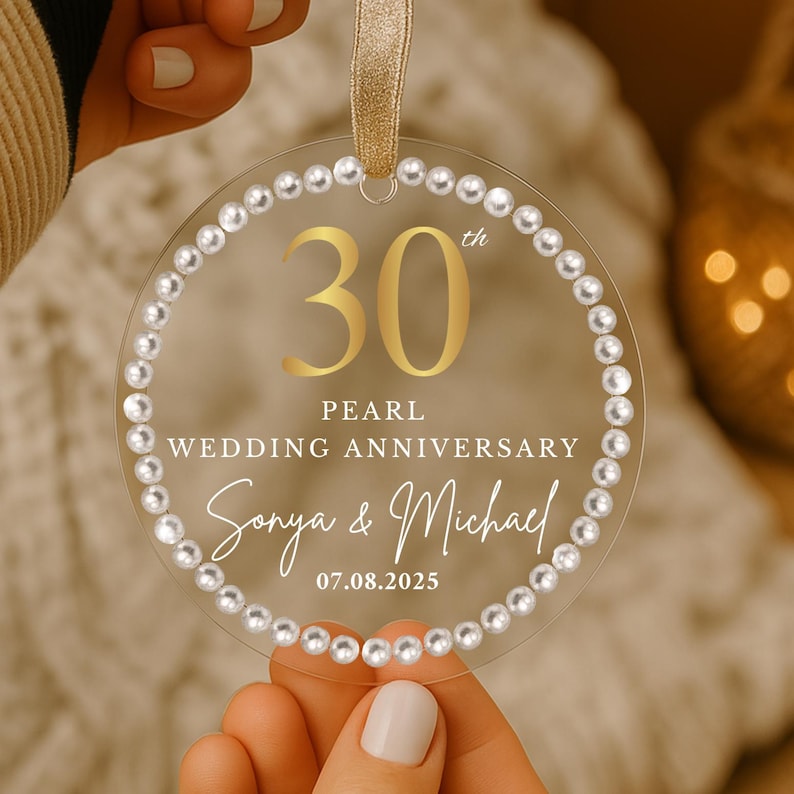 Personalized 30th Anniversary Ornament, 30 Years Wedding Gift, Thirty Anniversary Gift, Pearl Anniversary Gift For Parents Husband Wife
