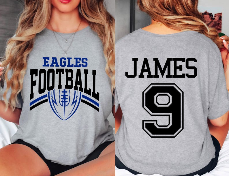 Custom Football Team Name & Number Shirt Football Mom Shirt Football Team Shirt Game Day Shirt Gift for Mom High School Football Cheer Shirt