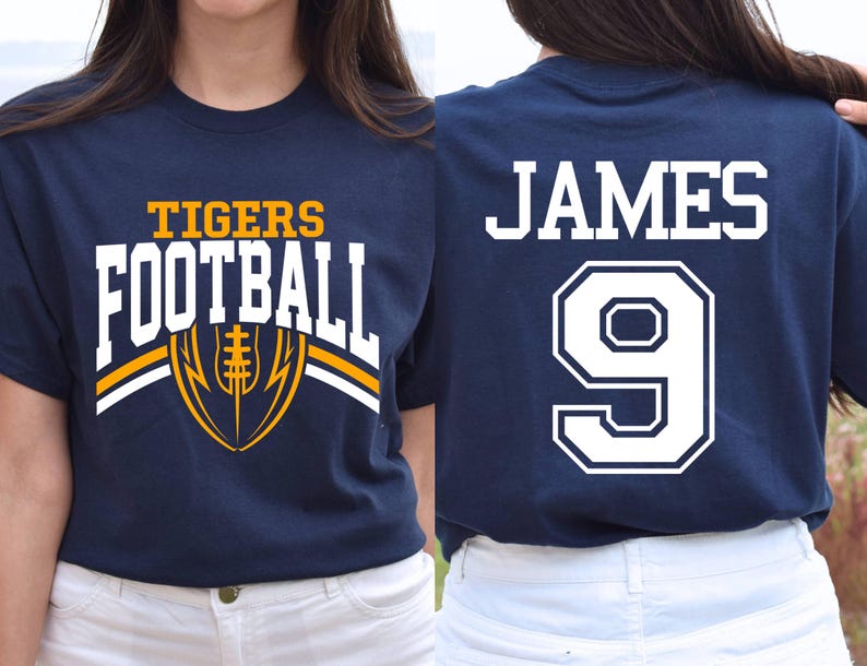 Custom Football Team Name & Number Shirt Football Mom Shirt Football Team Shirt Game Day Shirt Gift for Mom High School Football Cheer Shirt