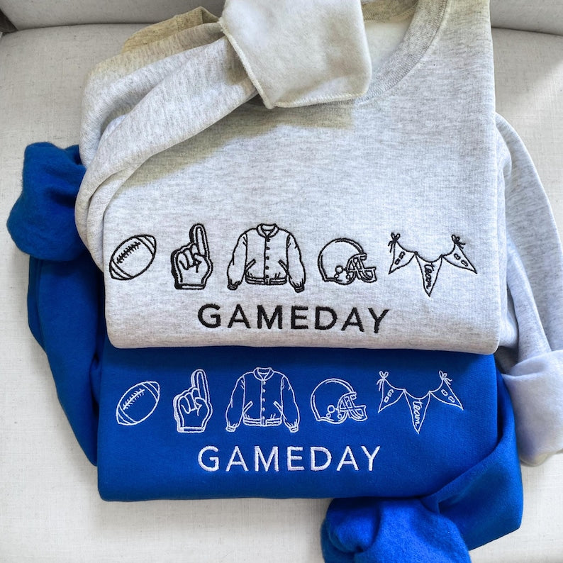 Game Day Sweatshirt, Embroidered Football Sweatshirt, Football Icon Sweatshirt, Custom Team Sweatshirt, Custom Football Shirt, Gameday Shirt il_794xN.7103004748_9i6l.jpg