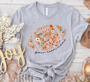 Custom Floral Football Shirt Football Mom Shirt Retro Football Tee Game Day Touchdown Season Shirt Fall Boho Floral Shirt Football Season
