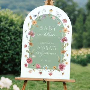 Pink Wildflowers Baby Shower Sign, Floral Girls Baby In Bloom Sign, Girl Shower Welcome Sign, Girls Baby Shower Decorations