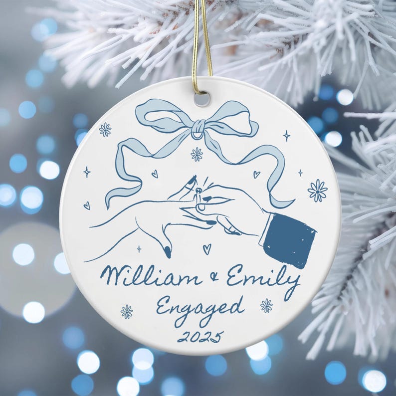 Personalized Engagement Ornament Gift, First Christmas Engaged Ornament, Engagement Gift Couple, Custom Engagement Christmas Keepsake