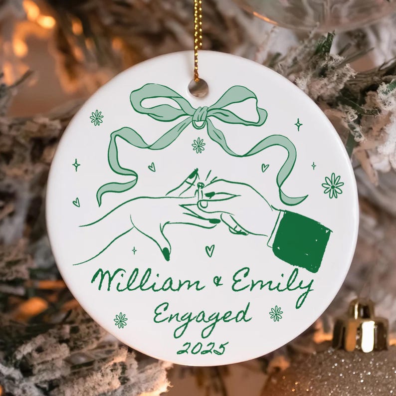 Personalized Engagement Ornament Gift, First Christmas Engaged Ornament, Engagement Gift Couple, Custom Engagement Christmas Keepsake
