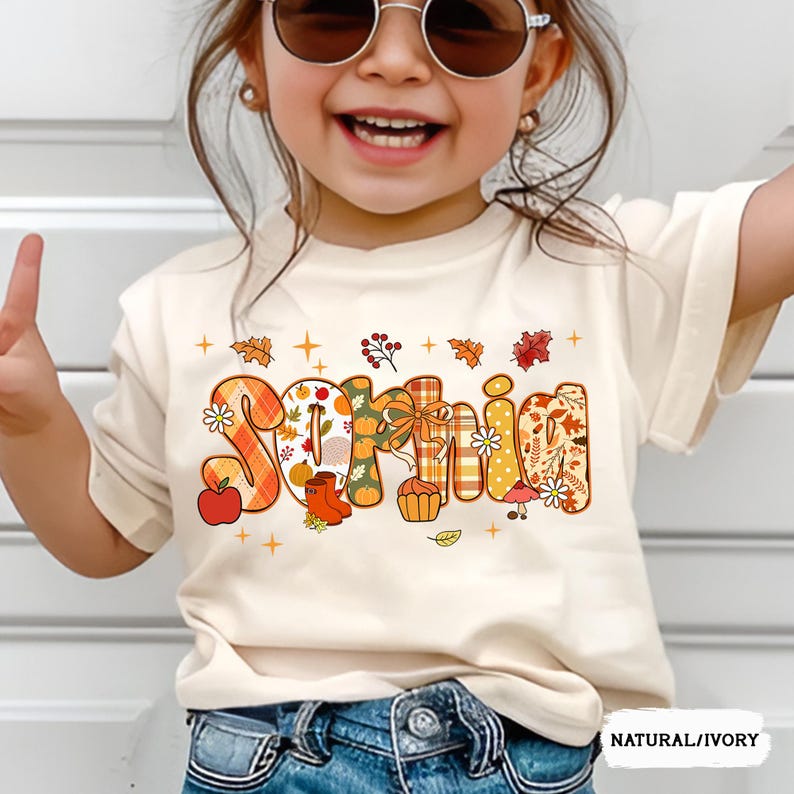 Custom Kids Fall Shirt, Cute Fall Name Shirt, Toddler Girl Halloween Shirt, Thanksgiving Shirt, Autumn Toddler Outfit,Children Fall Name Tee