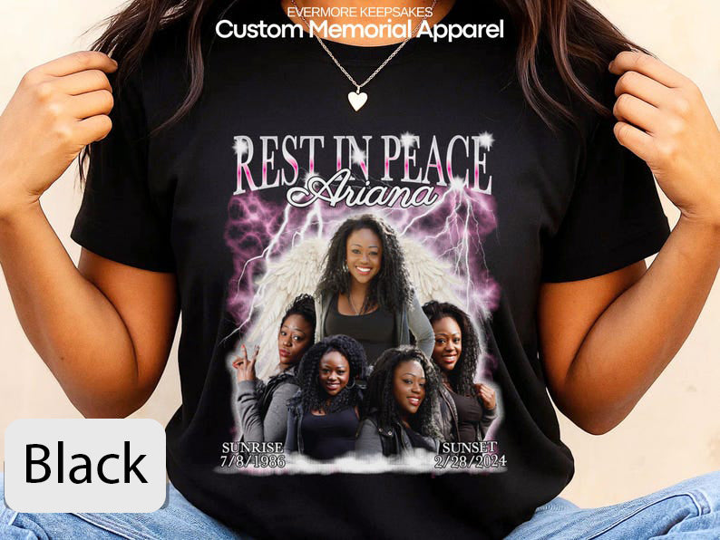 Memorial TShirt Ideas, Custom Funeral T-Shirt Celebration of Life In Loving Memory Of Remembrance Unisex Sweatshirt Grief Gift Photo Collage
