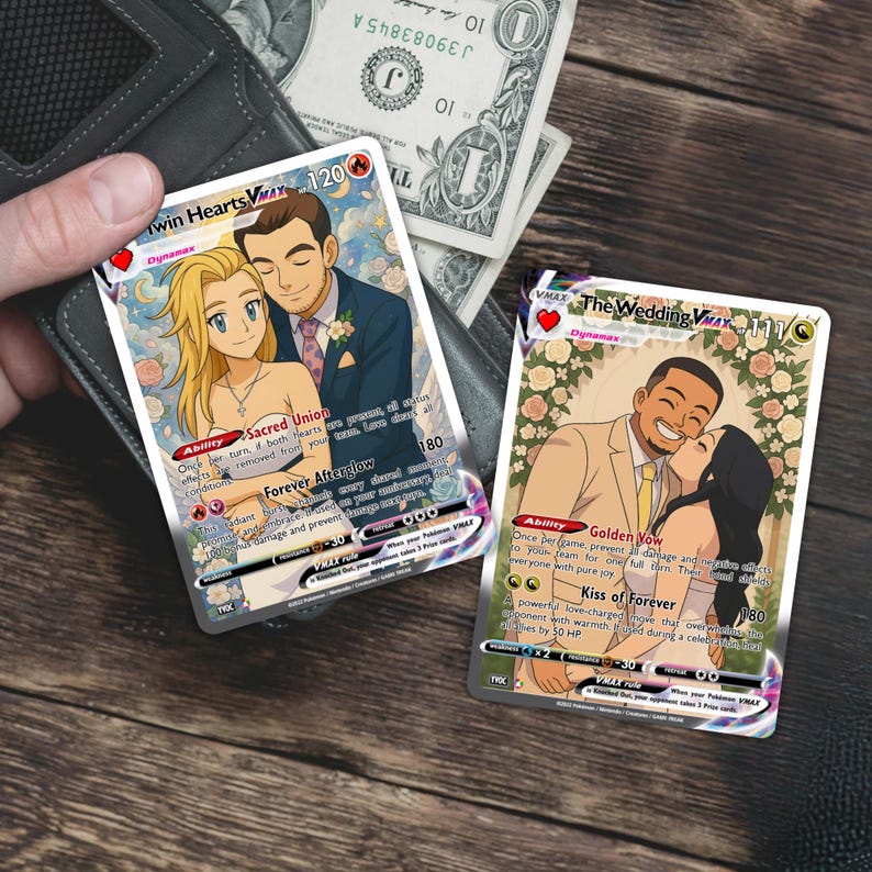 Custom Anniversary Trading Card Personalized Couple VMAX Style Card Romantic Gift for Him/Her Custom Anime Artwork
