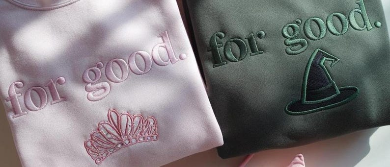 Embroidered For Good Wicked Sweatshirt, Aesthetic Changed For Good Sweatshirt, Wizard Of Oz Tee, Changed For Good, Wicked Defy Gravity Shirt