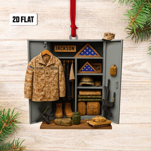 Personalized Army Uniform 2D Flat Ornament, Custom Name Christmas Ornament, Custom Military Ornament, Soldier Gift for Veterans,Gift for Dad