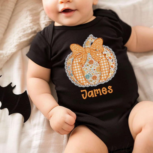 Custom Kid Fall Name Shirt, Custom Pumpkin Shirt With Name, Pumpkin Fall Toddler Shirt, Girls Autumn Tee With Name, Cute Toddler Tee