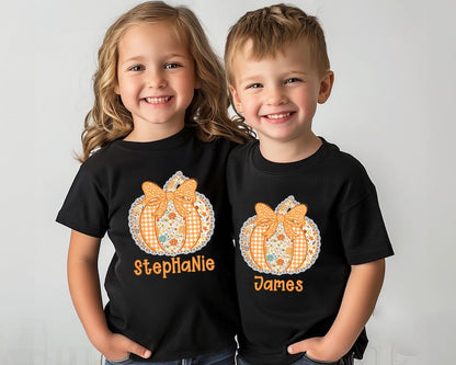 Custom Kid Fall Name Shirt, Custom Pumpkin Shirt With Name, Pumpkin Fall Toddler Shirt, Girls Autumn Tee With Name, Cute Toddler Tee