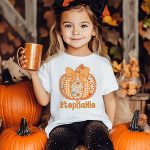 Custom Kid Fall Name Shirt, Custom Pumpkin Shirt With Name, Pumpkin Fall Toddler Shirt, Girls Autumn Tee With Name, Cute Toddler Tee