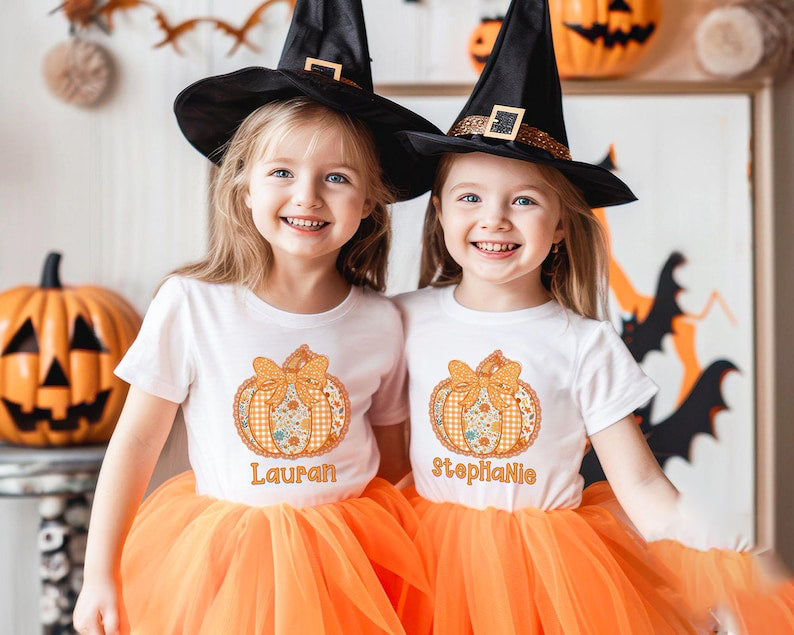 Custom Kid Fall Name Shirt, Custom Pumpkin Shirt With Name, Pumpkin Fall Toddler Shirt, Girls Autumn Tee With Name, Cute Toddler Tee