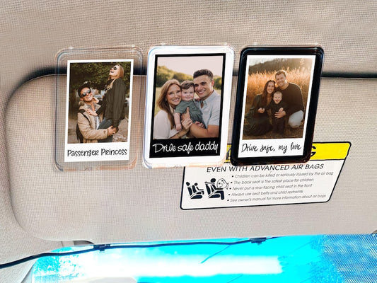 Personalized Sun Visor Picture Clip, Custom Pet Photo Car Accessory, Wallet Photo Holder Couples Gift, Christmas Gift For Husband, Boyfriend Family Portrait Decoration Drive Safe