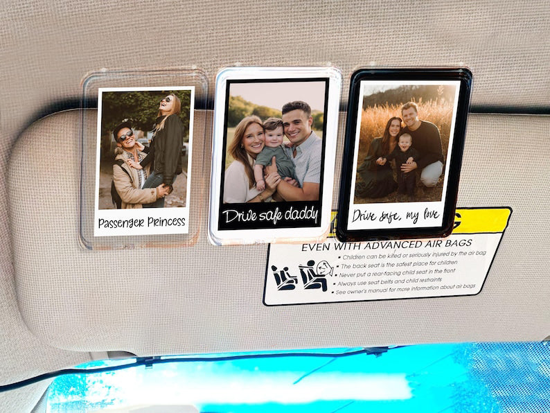 Personalized Sun Visor Picture Clip, Custom Pet Photo Car Accessory, Wallet Photo Holder Couples Gift, Christmas Gift For Husband, Boyfriend Family Portrait Decoration Drive Safe