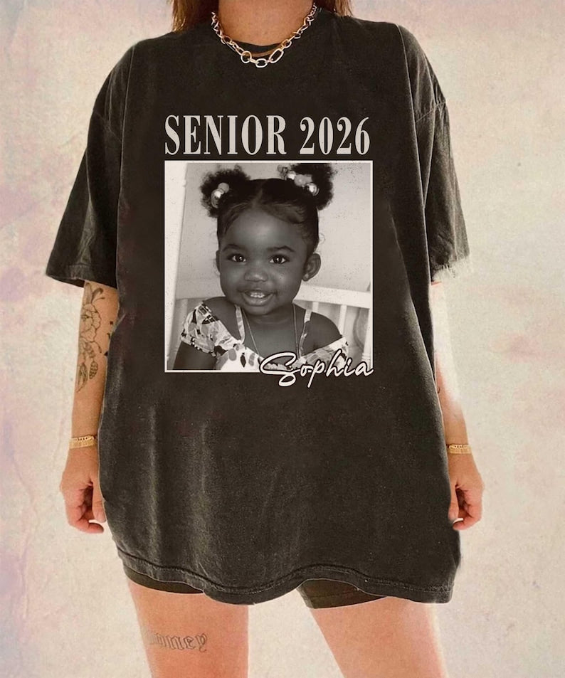 Custom Photo Senior 2026 Shirt, Back to School Vintage Photo Shirt, Class of 2026, Custom Picture Shirt, Graduation Tee, High School Senior