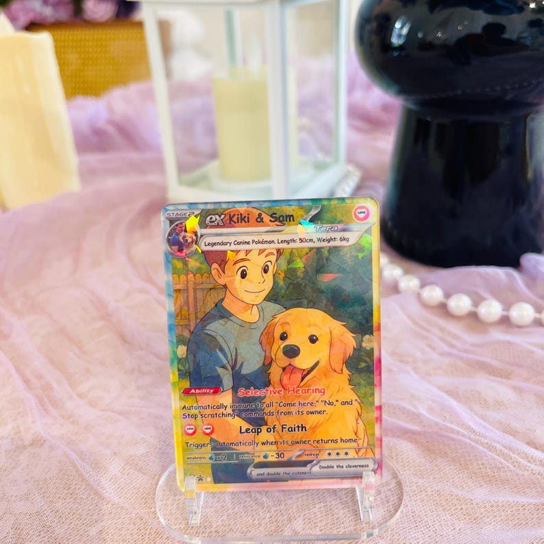 Custom Holographic Pet Pokemon Anniversary Card, Personalized Pokemon Style Portrait, Dog & Cat TCG, Gamer Gift, Geeky Pet Memorial Gift
