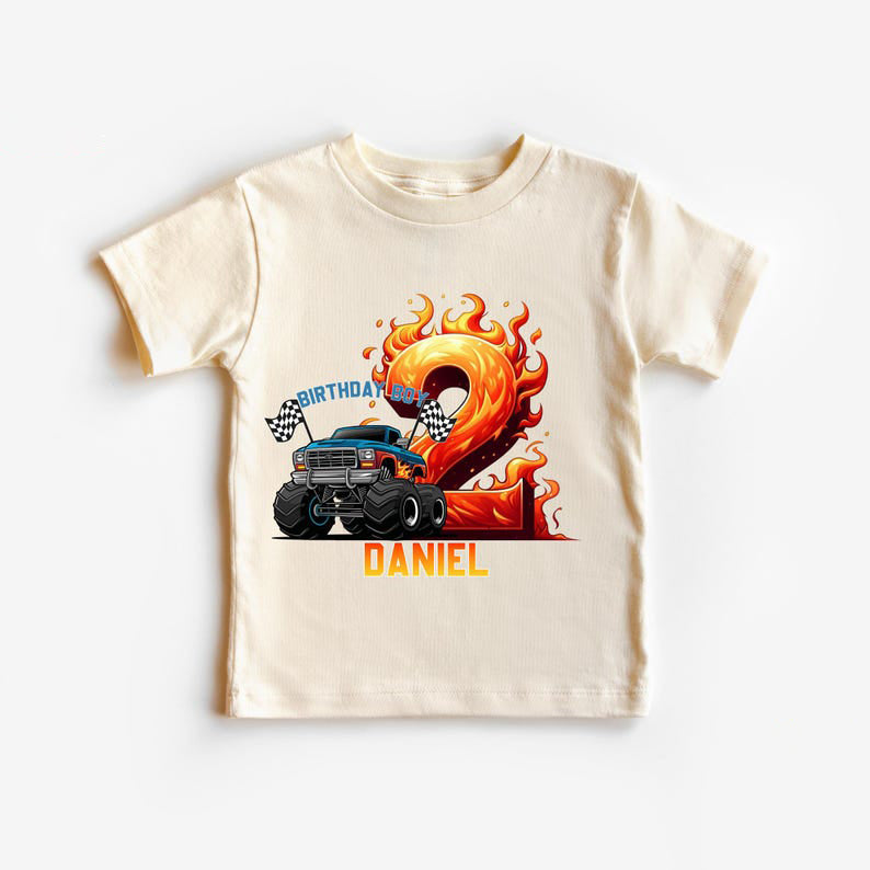 Custom Monster Truck Family Matching Birthday Party Shirt, Birthday Boy Monster Truck Shirt, Monster Truck Party Gift For Kids