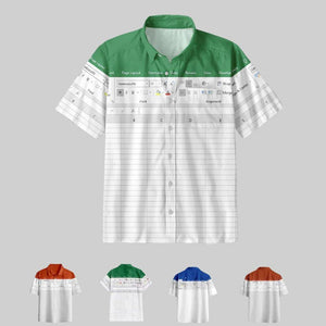 Funny Excel Word Powerpoint Hawaiian Shirt, Funny Hawaiian Shirt 2025, Microsoft Office Hawaiian Shirt, Excel Funny Work Button Up Shirt