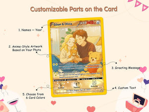Personalized PKM Anniversary Card, Custom Anime Photo Card, Anniversary Gift, Game Couple Cards, Gift for Game Couples, Gift for Him