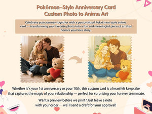 Personalized PKM Anniversary Card, Custom Anime Photo Card, Anniversary Gift, Game Couple Cards, Gift for Game Couples, Gift for Him
