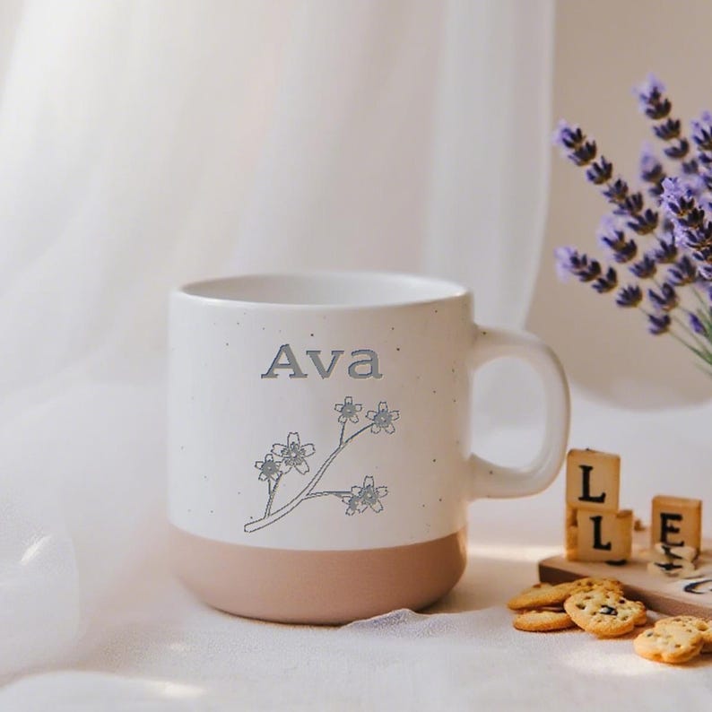 Personalized Engraved Pottery Mug Ceramic mug, Handmade Custom Mug with Text of Your Choice, Unique Custom Mug Gift for Her/Tea Coffee Lover