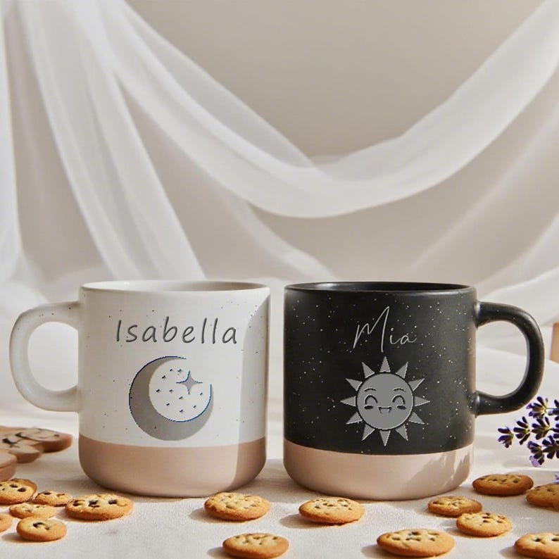 Personalized Engraved Pottery Mug Ceramic mug, Handmade Custom Mug with Text of Your Choice, Unique Custom Mug Gift for Her/Tea Coffee Lover