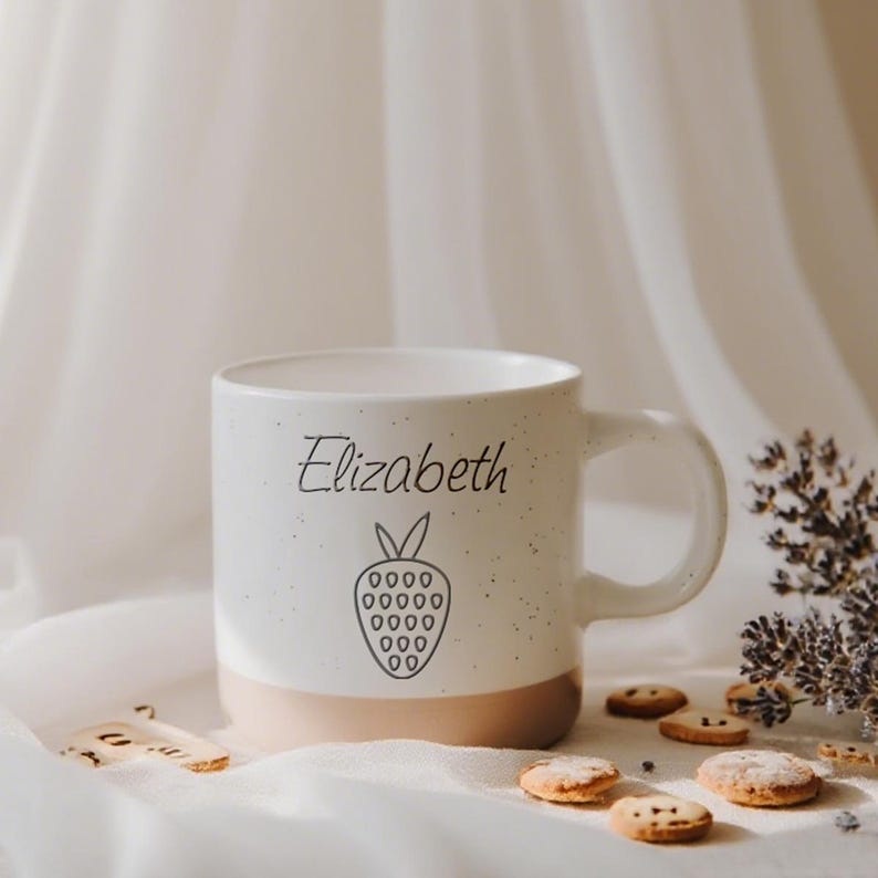 Personalized Engraved Pottery Mug Ceramic mug, Handmade Custom Mug with Text of Your Choice, Unique Custom Mug Gift for Her/Tea Coffee Lover