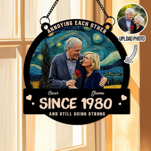 Custom Photo Window Hanging Suncatcher Ornament, Annoying Each Other Since, Personalized Anniversary Wedding Gifts For Husband, Gift For Him