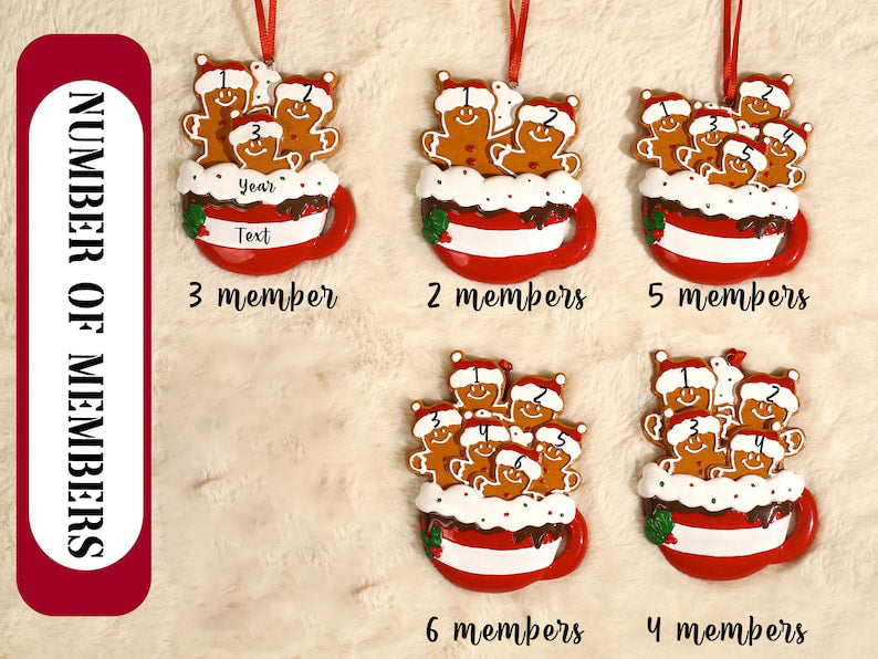 Personalized Resin Family Ornament, Gingerbread Christmas Family Ornament, Gingerbread Family of 2,3,4,5,6 Ornament 2025, Christmas Decor