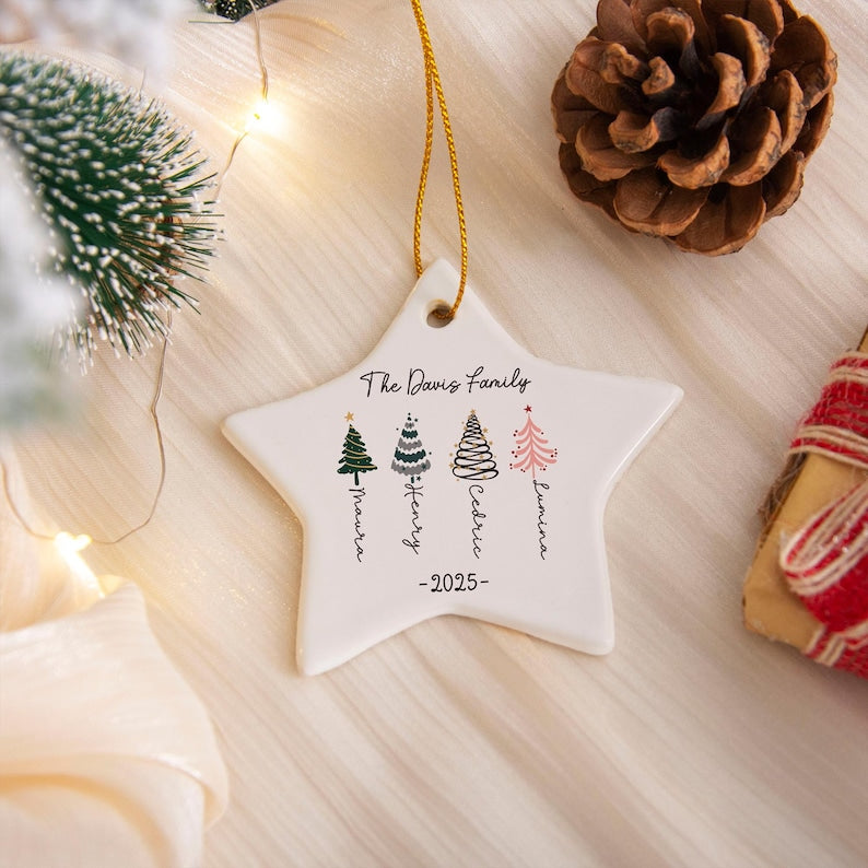 Personalised Christmas Bauble, 2025 Family Christmas Ornament, Famliy Tree Buable, Christmas Tree Decoration, Family Keepsake, Xmas Gift