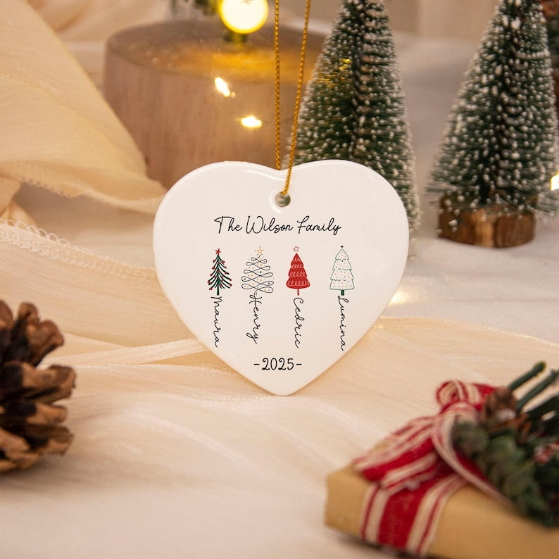 Personalised Christmas Bauble, 2025 Family Christmas Ornament, Famliy Tree Buable, Christmas Tree Decoration, Family Keepsake, Xmas Gift