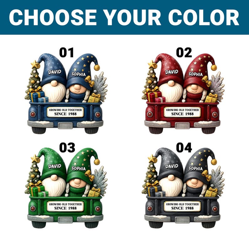 Custom Gnome Couple Growing Old Together Ornament, Personalized Gnome Couple Ornament,Personalized Wedding Anniversary Gift for Grandparents